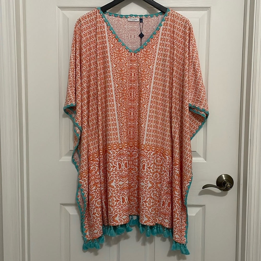Cabana Life women’s tie waist orange patterned cover up